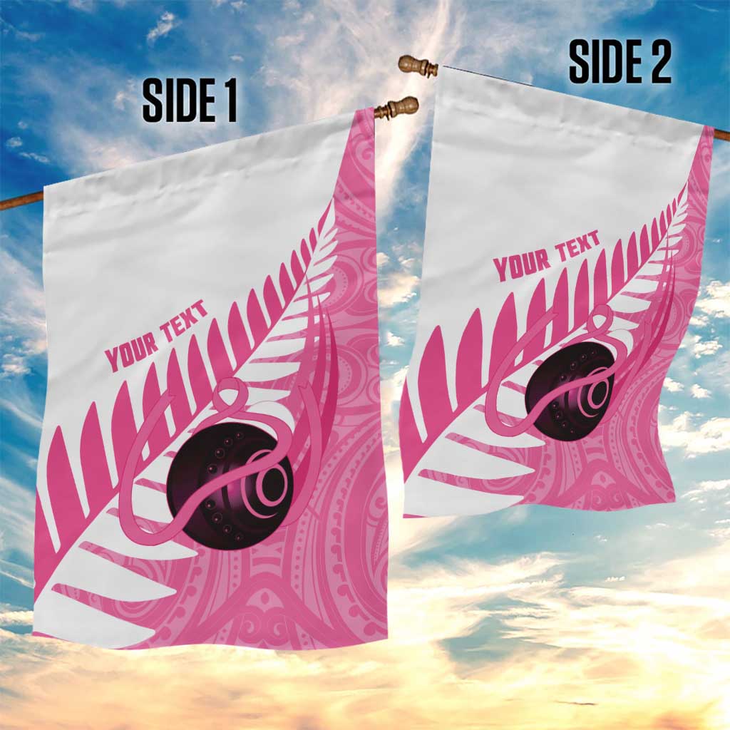 New Zealand Lawn Bowls Breast Cancer Custom Garden Flag Aotearoa Maori Silver Fern Pink Ribbon - Aussie Hoodie