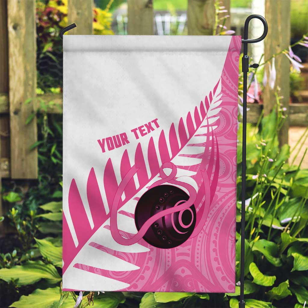 New Zealand Lawn Bowls Breast Cancer Custom Garden Flag Aotearoa Maori Silver Fern Pink Ribbon - Aussie Hoodie