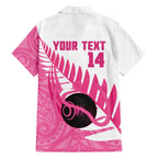 New Zealand Lawn Bowls Breast Cancer Custom Hawaiian Shirt Aotearoa Maori Silver Fern Pink Ribbon - Aussie Hoodie