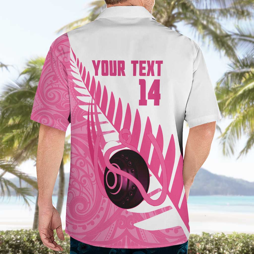 New Zealand Lawn Bowls Breast Cancer Custom Hawaiian Shirt Aotearoa Maori Silver Fern Pink Ribbon - Aussie Hoodie