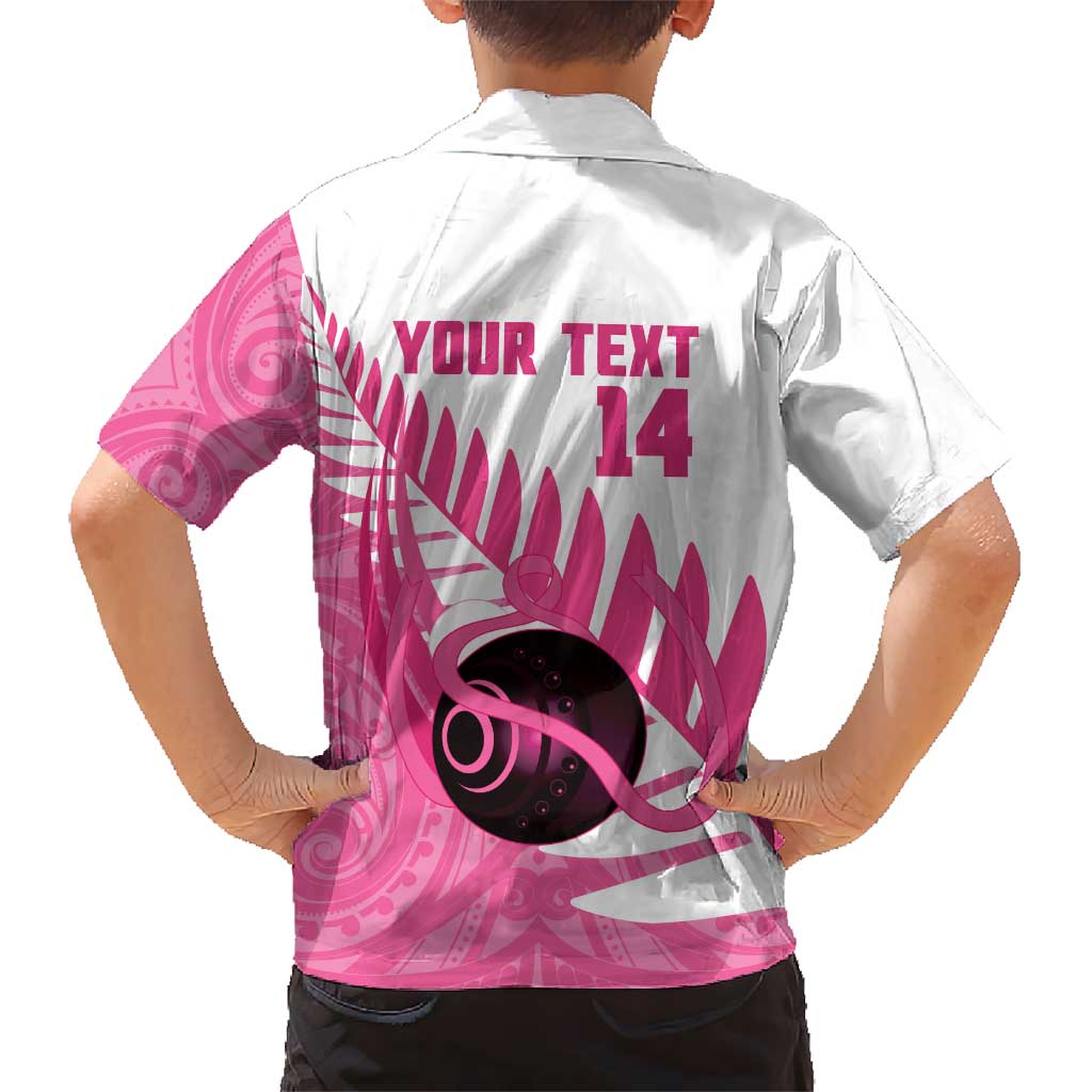 New Zealand Lawn Bowls Breast Cancer Custom Hawaiian Shirt Aotearoa Maori Silver Fern Pink Ribbon - Aussie Hoodie