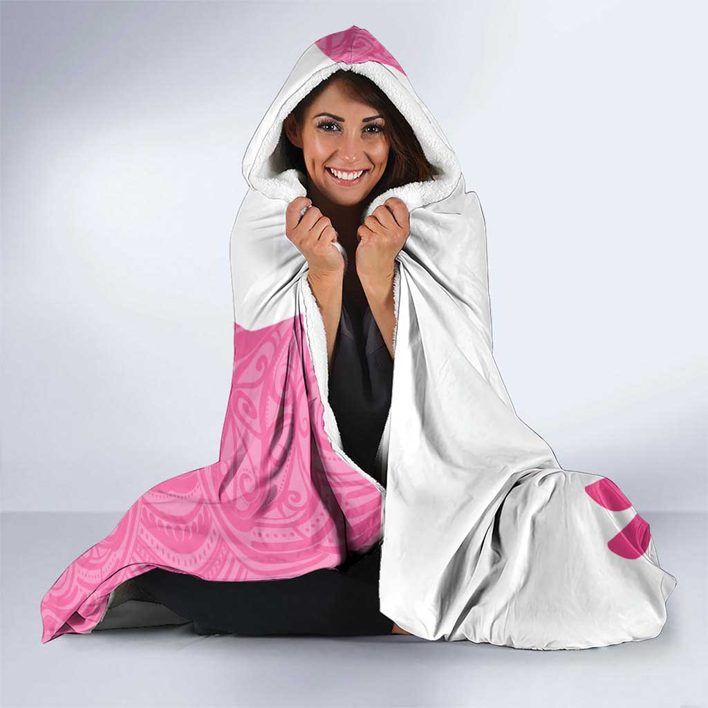 New Zealand Lawn Bowls Breast Cancer Custom Hooded Blanket Aotearoa Maori Silver Fern Pink Ribbon - Aussie Hoodie