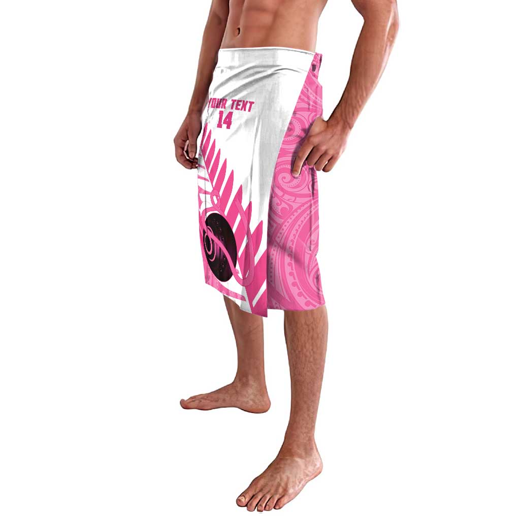 New Zealand Lawn Bowls Breast Cancer Custom Lavalava Aotearoa Maori Silver Fern Pink Ribbon - Aussie Hoodie
