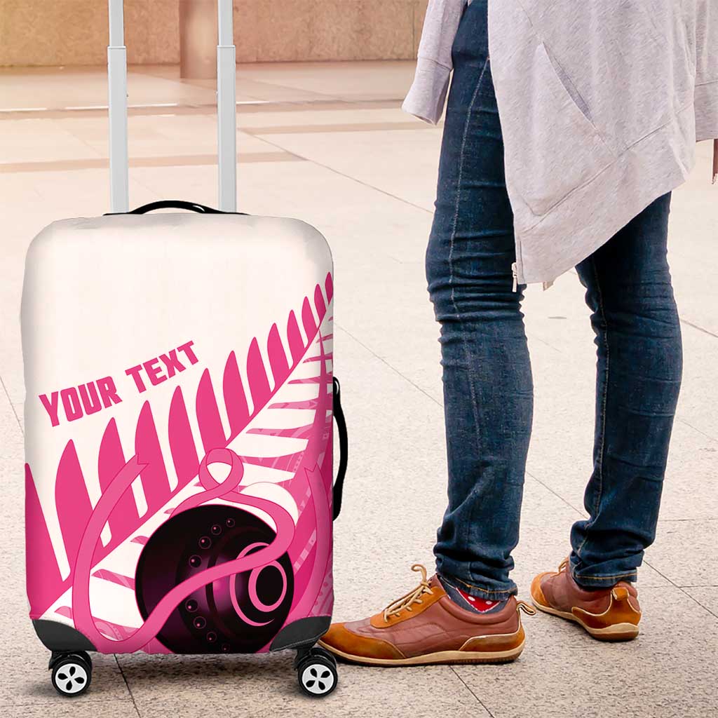 New Zealand Lawn Bowls Breast Cancer Custom Luggage Cover Aotearoa Maori Silver Fern Pink Ribbon - Aussie Hoodie
