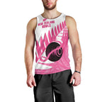 New Zealand Lawn Bowls Breast Cancer Custom Men Tank Top Aotearoa Maori Silver Fern Pink Ribbon - Aussie Hoodie