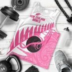 New Zealand Lawn Bowls Breast Cancer Custom Men Tank Top Aotearoa Maori Silver Fern Pink Ribbon - Aussie Hoodie