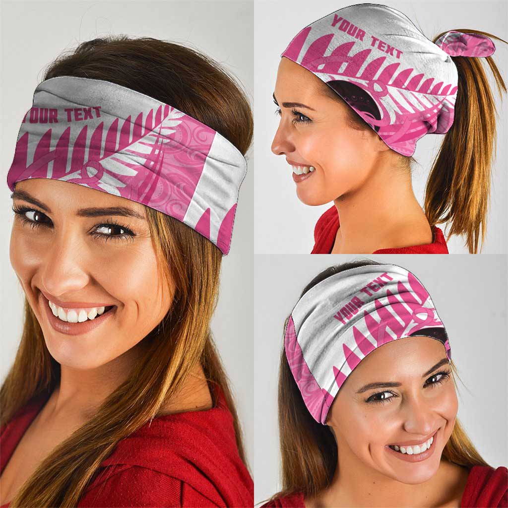 New Zealand Lawn Bowls Breast Cancer Custom Neck Gaiter Aotearoa Maori Silver Fern Pink Ribbon - Aussie Hoodie