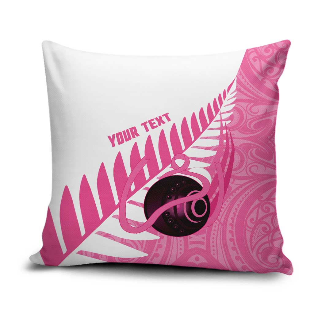 New Zealand Lawn Bowls Breast Cancer Custom Pillow Cover Aotearoa Maori Silver Fern Pink Ribbon - Aussie Hoodie