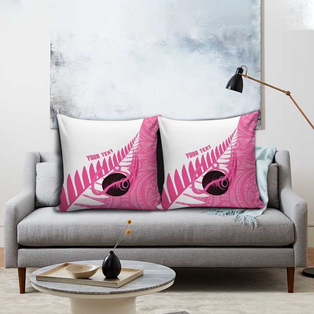 New Zealand Lawn Bowls Breast Cancer Custom Pillow Cover Aotearoa Maori Silver Fern Pink Ribbon - Aussie Hoodie