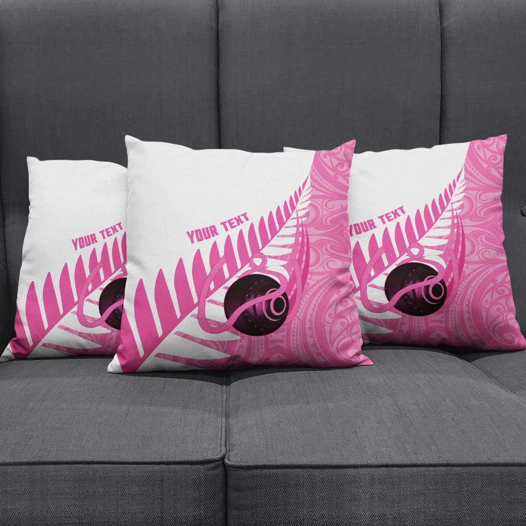 New Zealand Lawn Bowls Breast Cancer Custom Pillow Cover Aotearoa Maori Silver Fern Pink Ribbon - Aussie Hoodie