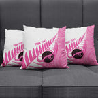 New Zealand Lawn Bowls Breast Cancer Custom Pillow Cover Aotearoa Maori Silver Fern Pink Ribbon - Aussie Hoodie