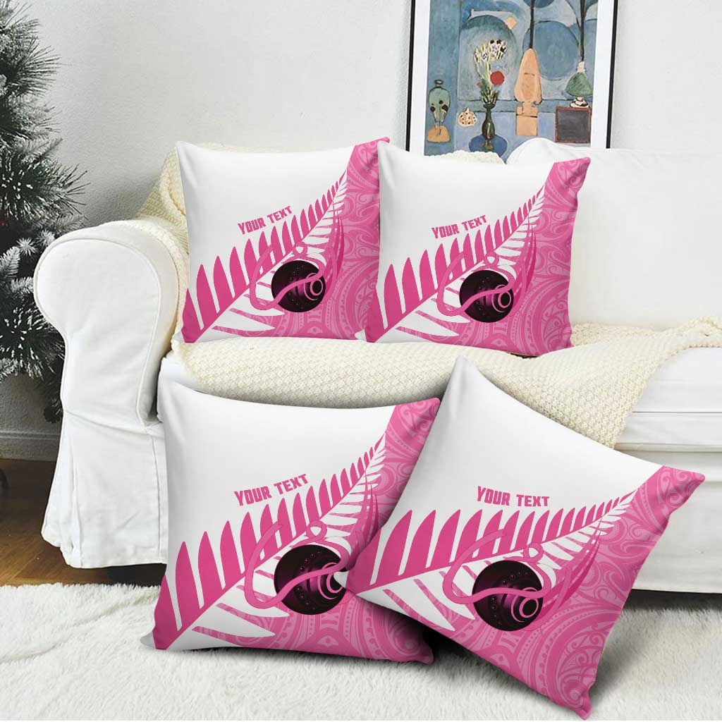 New Zealand Lawn Bowls Breast Cancer Custom Pillow Cover Aotearoa Maori Silver Fern Pink Ribbon - Aussie Hoodie