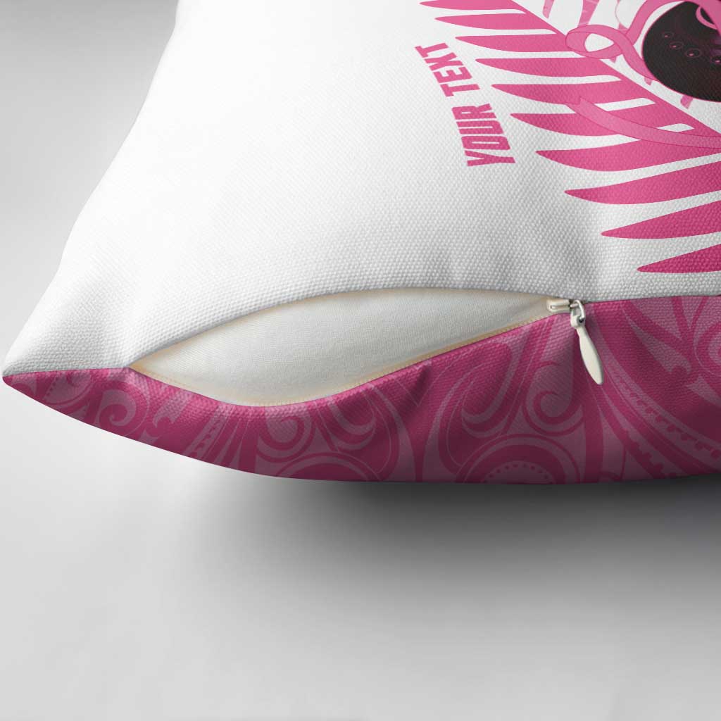 New Zealand Lawn Bowls Breast Cancer Custom Pillow Cover Aotearoa Maori Silver Fern Pink Ribbon - Aussie Hoodie