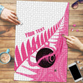 New Zealand Lawn Bowls Breast Cancer Custom Puzzle Aotearoa Maori Silver Fern Pink Ribbon - Aussie Hoodie