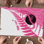 New Zealand Lawn Bowls Breast Cancer Custom Puzzle Aotearoa Maori Silver Fern Pink Ribbon - Aussie Hoodie