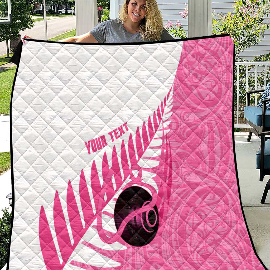 New Zealand Lawn Bowls Breast Cancer Custom Quilt Aotearoa Maori Silver Fern Pink Ribbon - Aussie Hoodie