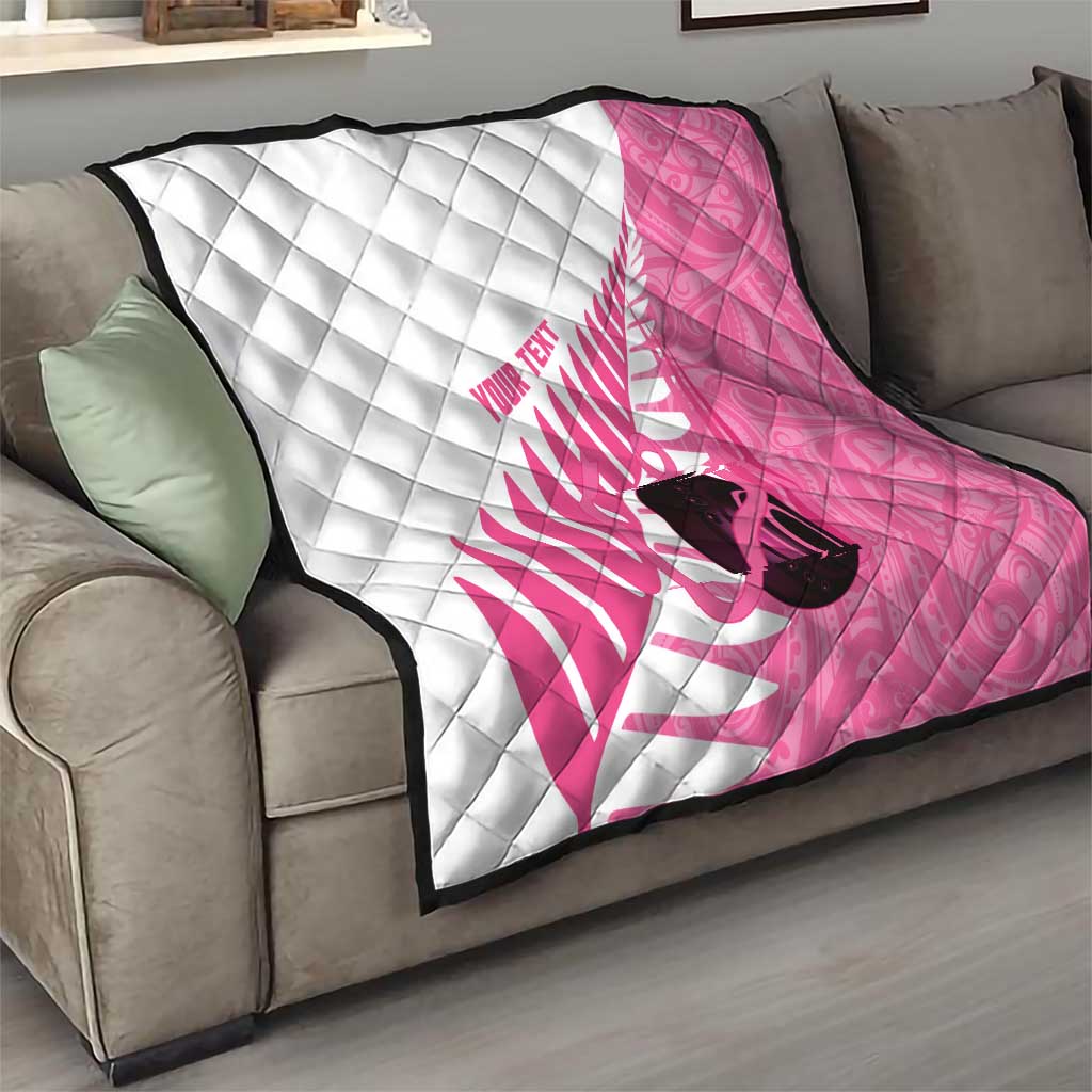 New Zealand Lawn Bowls Breast Cancer Custom Quilt Aotearoa Maori Silver Fern Pink Ribbon - Aussie Hoodie