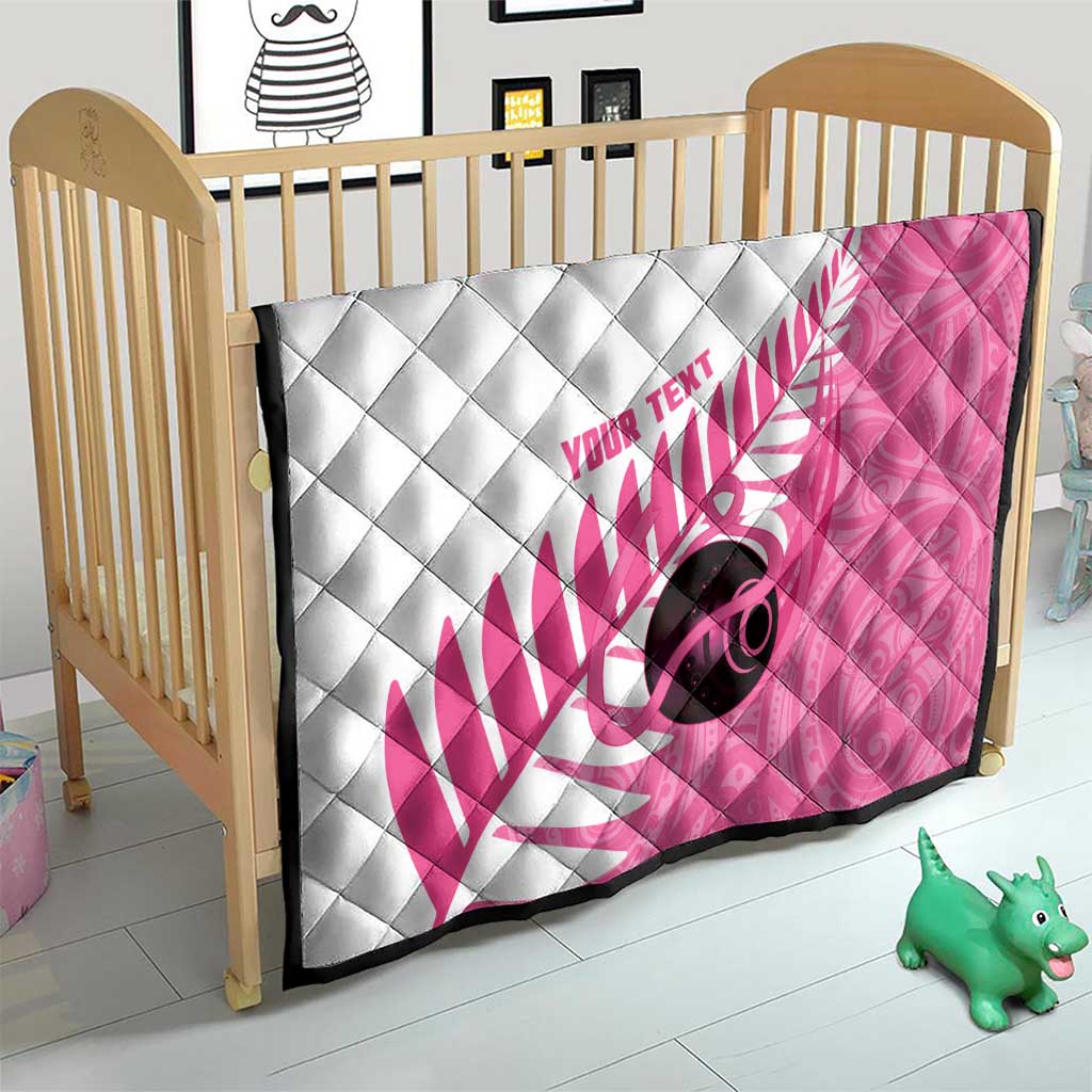 New Zealand Lawn Bowls Breast Cancer Custom Quilt Aotearoa Maori Silver Fern Pink Ribbon - Aussie Hoodie