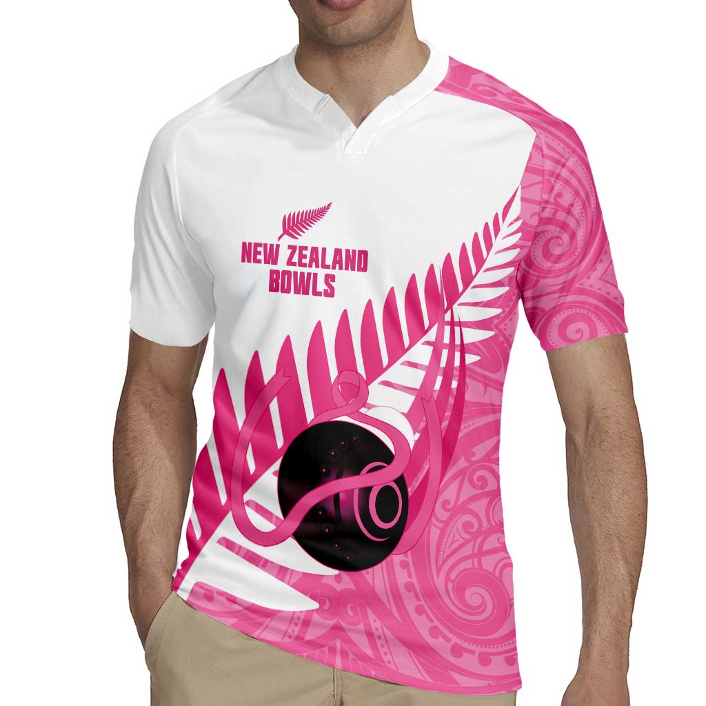 New Zealand Lawn Bowls Breast Cancer Custom Rugby Jersey Aotearoa Maori Silver Fern Pink Ribbon - Aussie Hoodie