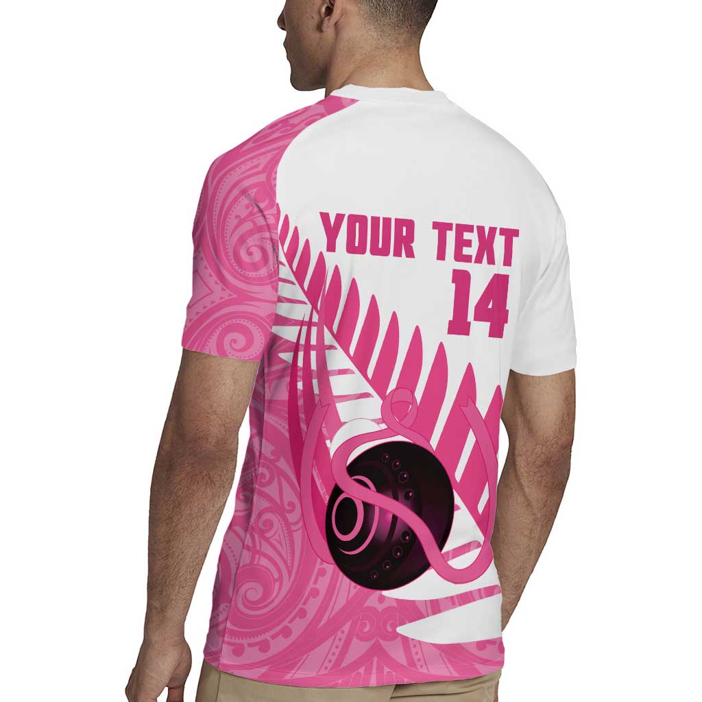 New Zealand Lawn Bowls Breast Cancer Custom Rugby Jersey Aotearoa Maori Silver Fern Pink Ribbon - Aussie Hoodie