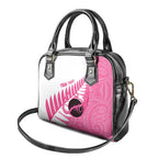 New Zealand Lawn Bowls Breast Cancer Custom Shoulder Handbag Aotearoa Maori Silver Fern Pink Ribbon - Aussie Hoodie