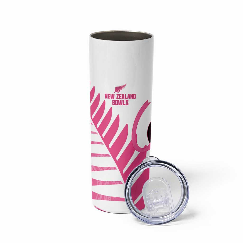 New Zealand Lawn Bowls Breast Cancer Custom Skinny Tumbler Aotearoa Maori Silver Fern Pink Ribbon - Aussie Hoodie