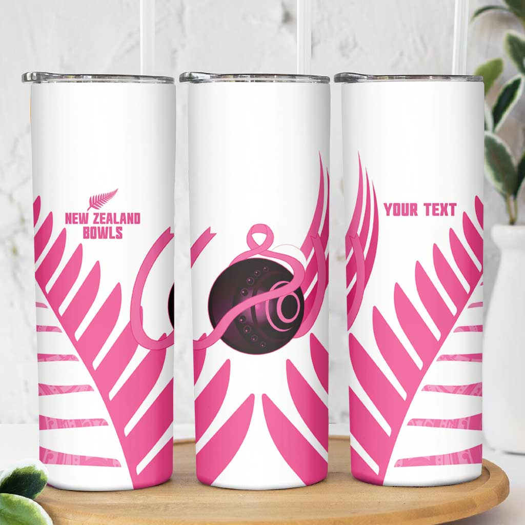 New Zealand Lawn Bowls Breast Cancer Custom Skinny Tumbler Aotearoa Maori Silver Fern Pink Ribbon - Aussie Hoodie