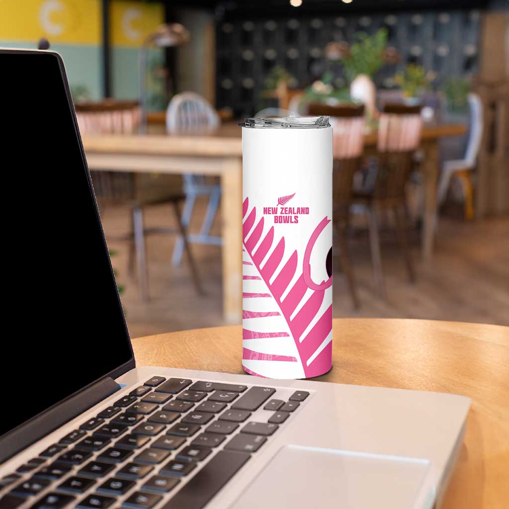 New Zealand Lawn Bowls Breast Cancer Custom Skinny Tumbler Aotearoa Maori Silver Fern Pink Ribbon - Aussie Hoodie