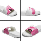 New Zealand Lawn Bowls Breast Cancer Custom Slide Sandals Aotearoa Maori Silver Fern Pink Ribbon - Aussie Hoodie
