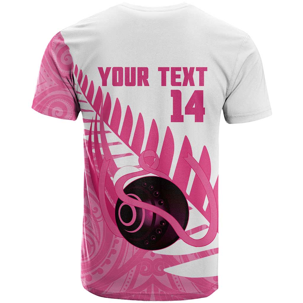New Zealand Lawn Bowls Breast Cancer Custom T Shirt Aotearoa Maori Silver Fern Pink Ribbon - Aussie Hoodie
