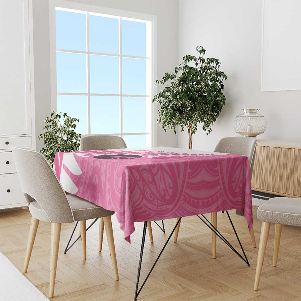 New Zealand Lawn Bowls Breast Cancer Custom Tablecloth Aotearoa Maori Silver Fern Pink Ribbon - Aussie Hoodie