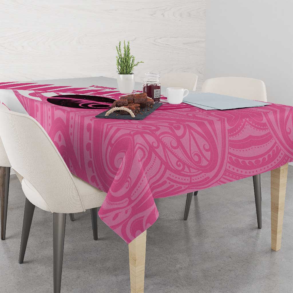 New Zealand Lawn Bowls Breast Cancer Custom Tablecloth Aotearoa Maori Silver Fern Pink Ribbon - Aussie Hoodie