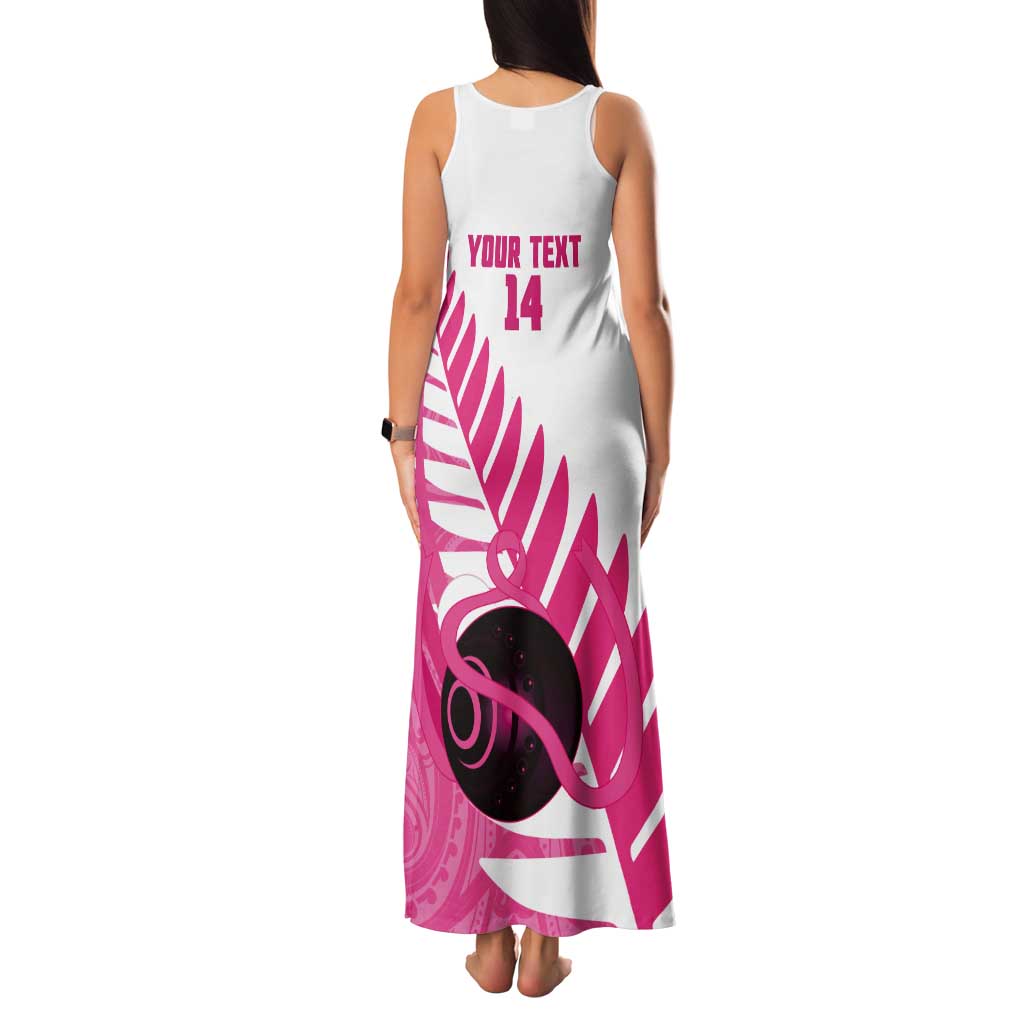 New Zealand Lawn Bowls Breast Cancer Custom Tank Maxi Dress Aotearoa Maori Silver Fern Pink Ribbon - Aussie Hoodie