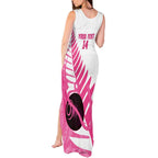 New Zealand Lawn Bowls Breast Cancer Custom Tank Maxi Dress Aotearoa Maori Silver Fern Pink Ribbon - Aussie Hoodie