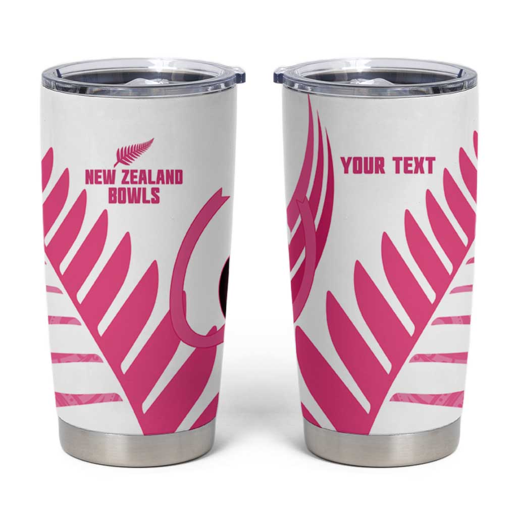 New Zealand Lawn Bowls Breast Cancer Custom Tumbler Cup Aotearoa Maori Silver Fern Pink Ribbon - Aussie Hoodie