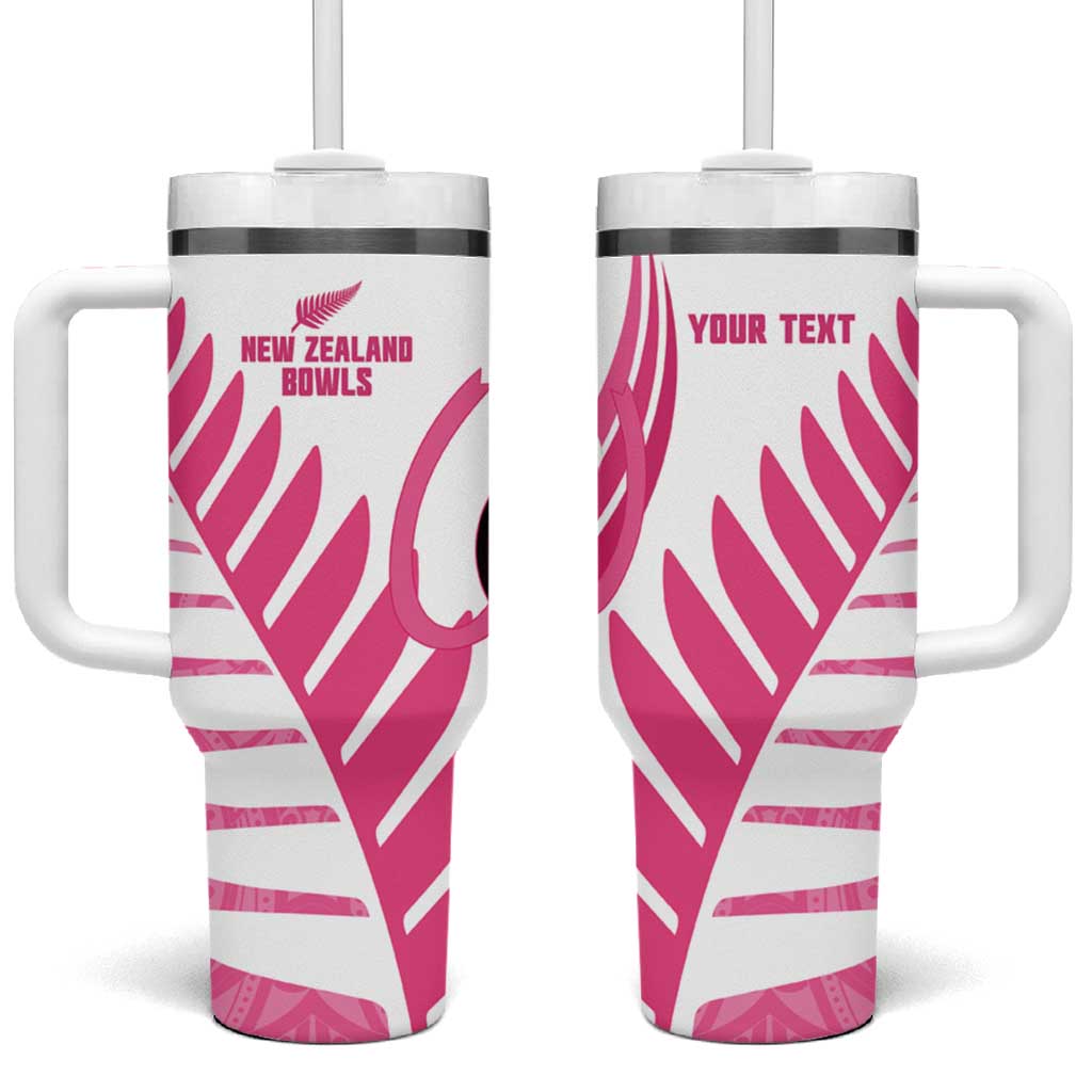 New Zealand Lawn Bowls Breast Cancer Custom Tumbler With Handle Aotearoa Maori Silver Fern Pink Ribbon - Aussie Hoodie