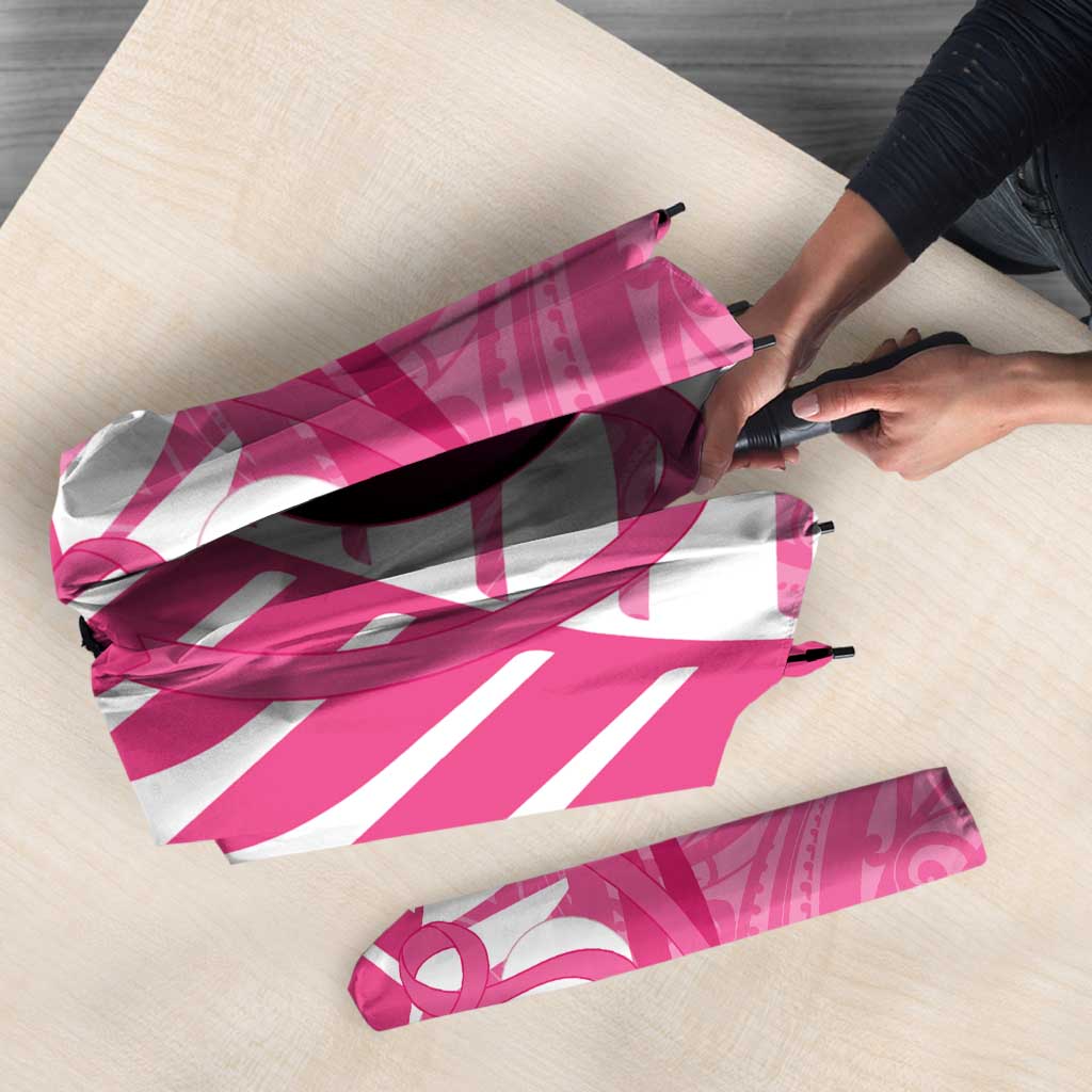 New Zealand Lawn Bowls Breast Cancer Custom Umbrella Aotearoa Maori Silver Fern Pink Ribbon - Aussie Hoodie