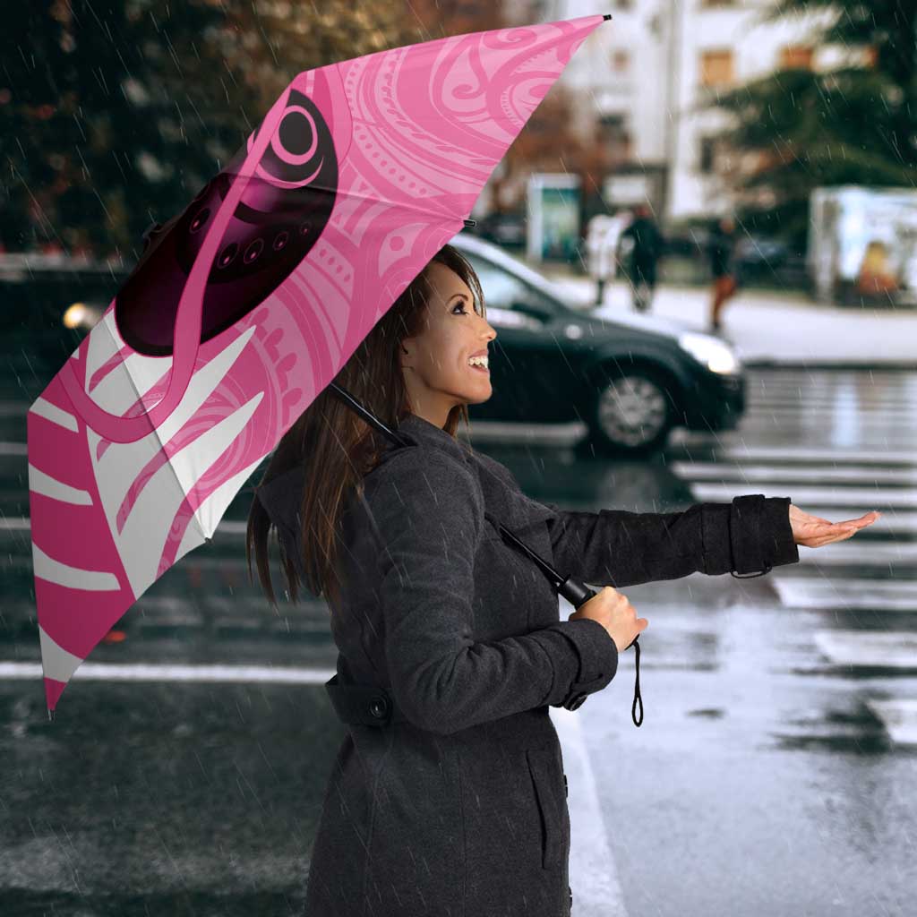 New Zealand Lawn Bowls Breast Cancer Custom Umbrella Aotearoa Maori Silver Fern Pink Ribbon - Aussie Hoodie