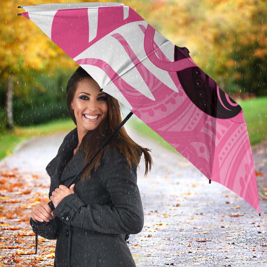 New Zealand Lawn Bowls Breast Cancer Custom Umbrella Aotearoa Maori Silver Fern Pink Ribbon - Aussie Hoodie