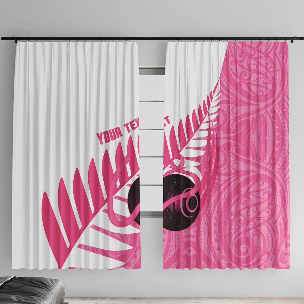 New Zealand Lawn Bowls Breast Cancer Custom Window Curtain Aotearoa Maori Silver Fern Pink Ribbon - Aussie Hoodie
