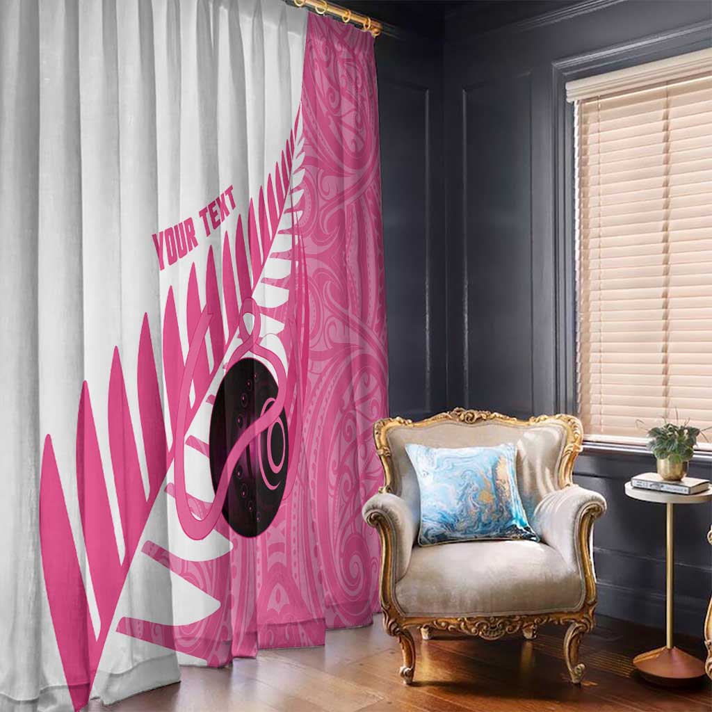 New Zealand Lawn Bowls Breast Cancer Custom Window Curtain Aotearoa Maori Silver Fern Pink Ribbon - Aussie Hoodie