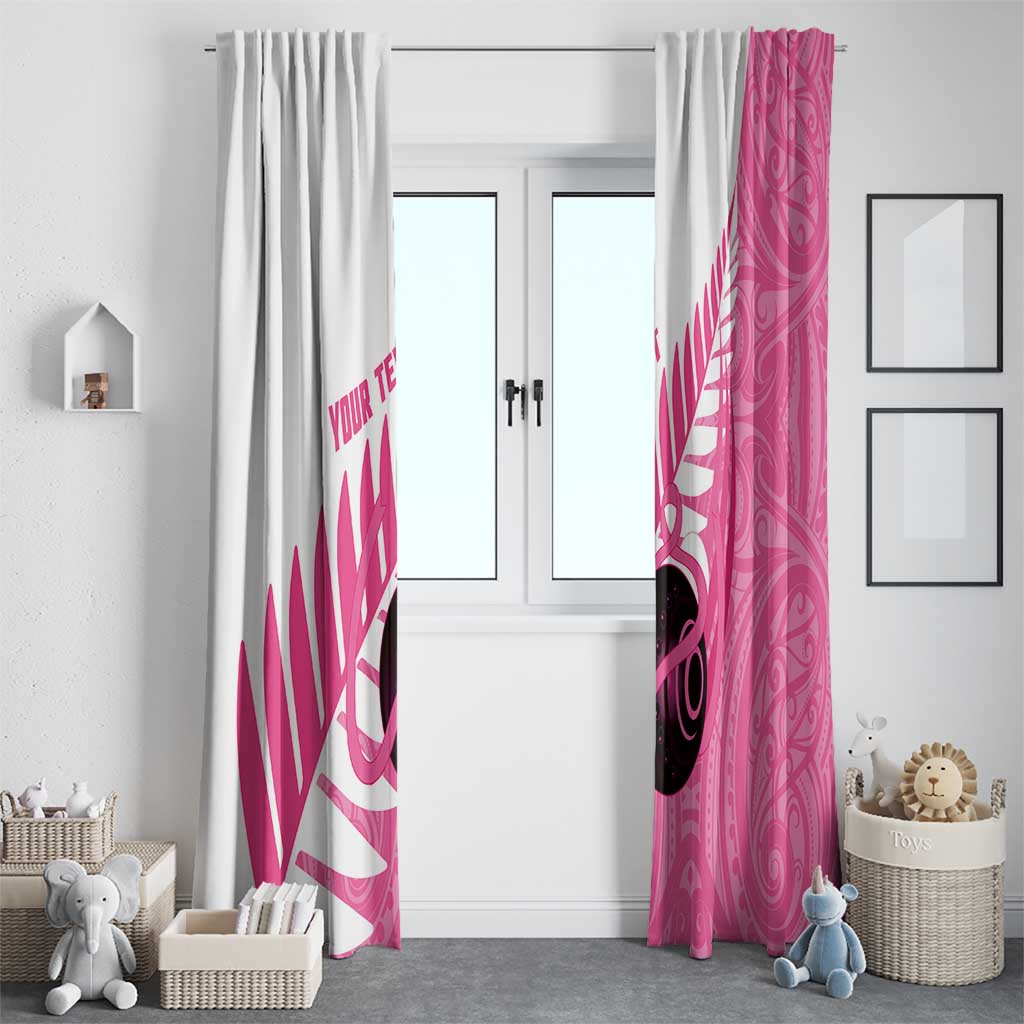 New Zealand Lawn Bowls Breast Cancer Custom Window Curtain Aotearoa Maori Silver Fern Pink Ribbon - Aussie Hoodie