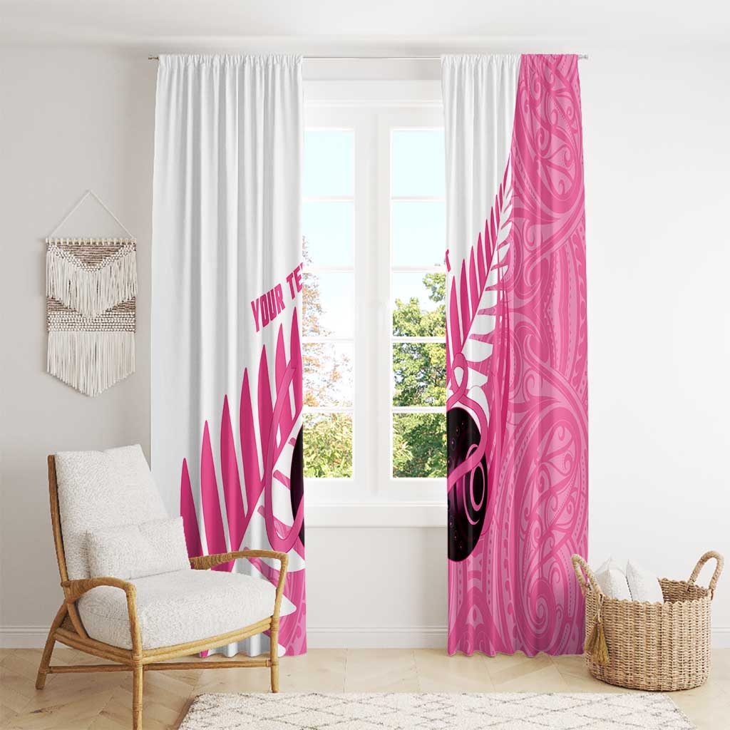 New Zealand Lawn Bowls Breast Cancer Custom Window Curtain Aotearoa Maori Silver Fern Pink Ribbon - Aussie Hoodie