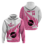 New Zealand Lawn Bowls Breast Cancer Custom Zip Hoodie Aotearoa Maori Silver Fern Pink Ribbon - Aussie Hoodie