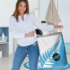 New Zealand Lawn Bowls Prostate Cancer Custom Laundry Basket Aotearoa Maori Silver Fern Blue Ribbon - Aussie Hoodie
