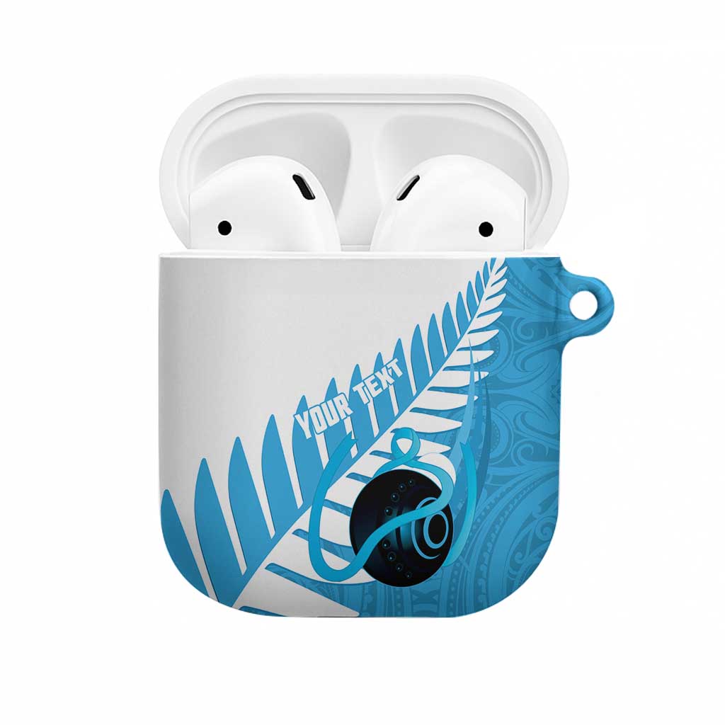 New Zealand Lawn Bowls Prostate Cancer Custom AirPods Case Aotearoa Maori Silver Fern Blue Ribbon - Aussie Hoodie