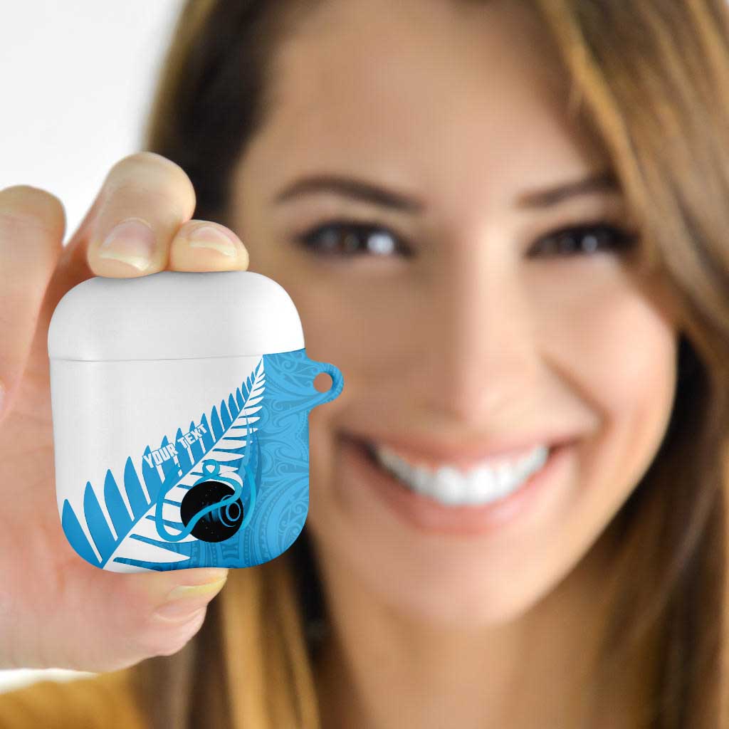 New Zealand Lawn Bowls Prostate Cancer Custom AirPods Case Aotearoa Maori Silver Fern Blue Ribbon - Aussie Hoodie