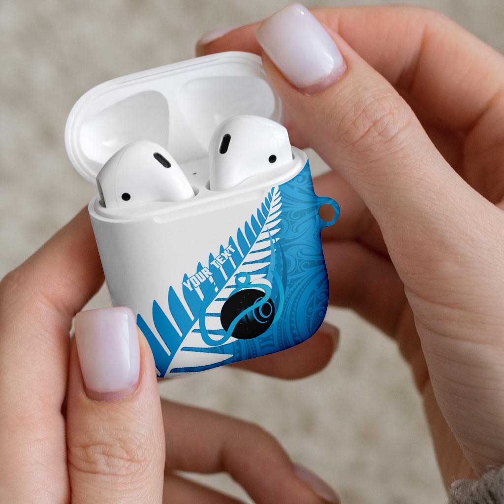New Zealand Lawn Bowls Prostate Cancer Custom AirPods Case Aotearoa Maori Silver Fern Blue Ribbon - Aussie Hoodie