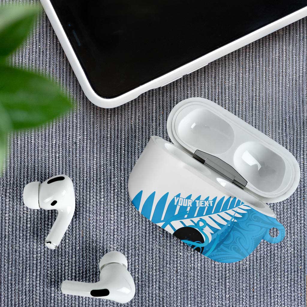 New Zealand Lawn Bowls Prostate Cancer Custom AirPods Case Aotearoa Maori Silver Fern Blue Ribbon - Aussie Hoodie