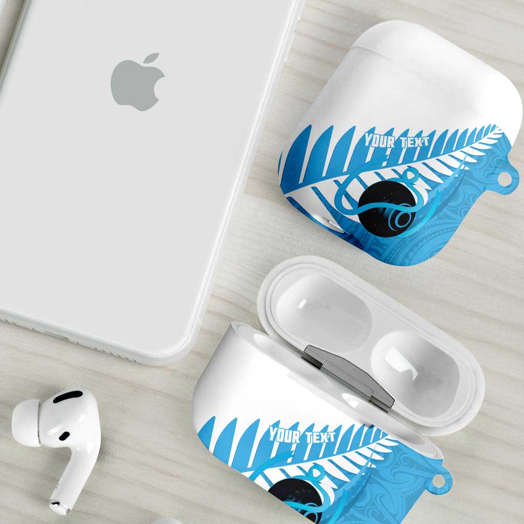 New Zealand Lawn Bowls Prostate Cancer Custom AirPods Case Aotearoa Maori Silver Fern Blue Ribbon - Aussie Hoodie